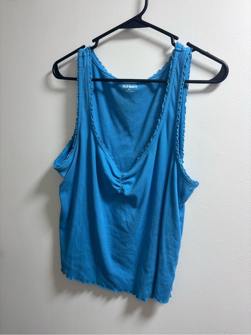 Old Navy Bright Blue V-Neck Ruffle Trim Tank Top